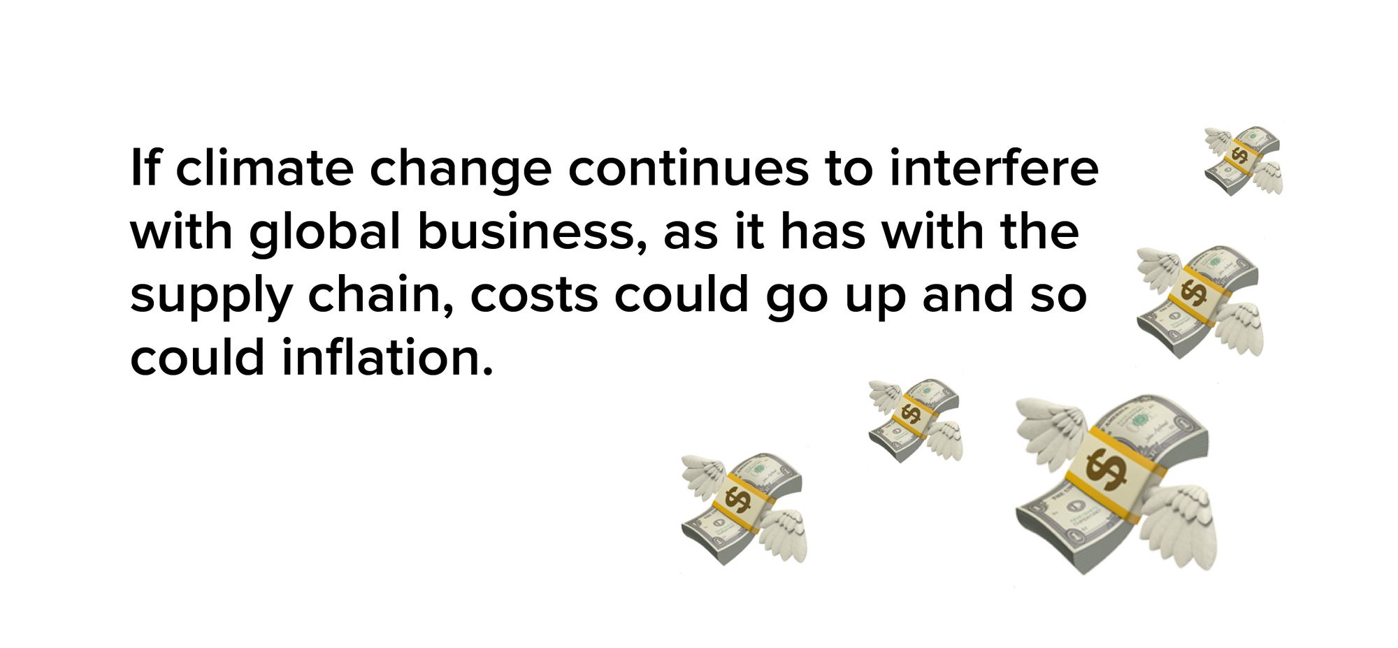 if climate change continues to interfere with global business, as it has with the supply chain, costs could go up and so could inflation. 